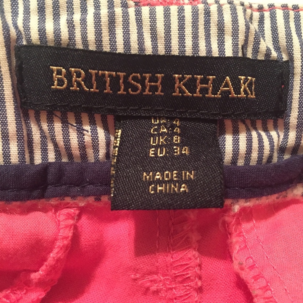 British Khaki Pink Blue Nautical Shorts Size4 - Picture 4 of 8